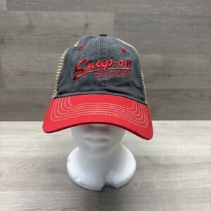 Snap-On Tools Red/Grey Mesh Trucker Snapback Hat OSFM Snap-On Pigment Three Tone